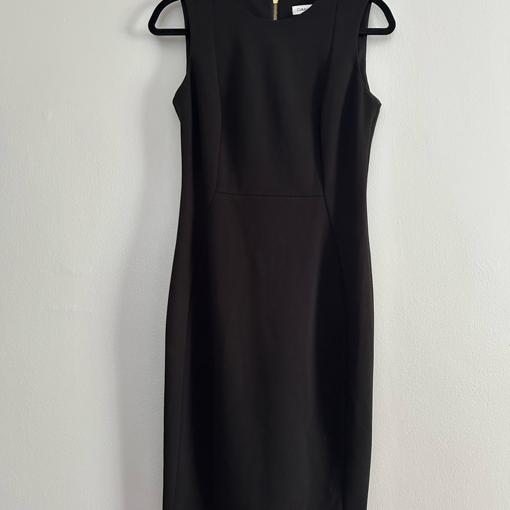 Calvin Klein Black Sleeveless Sheath Midi Dress
